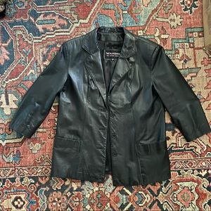 Wilsons Leather Black Leather Jacket Womens XL